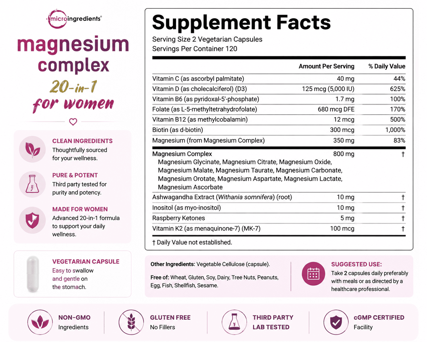 Micro Ingredients Magnesium Complex 20-in-1™ for Women